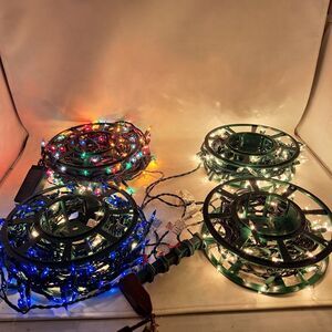 Christmas Lights Rolls Bundle 5 Strings Multicolor White Blue Red Carrying Case